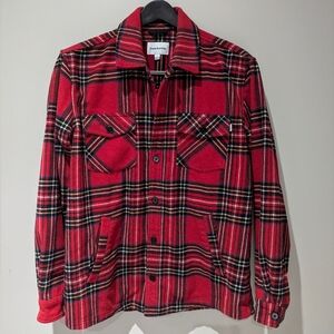 Frank And Oak Red Plaid Button-Up Shacket